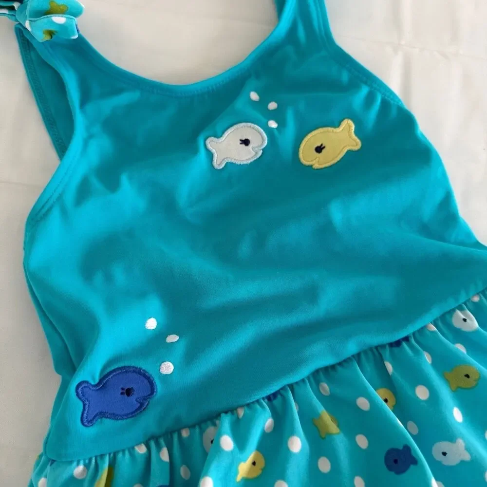 Aqua Blue Gymboree Toddler Girls 2T Swimsuit Goldfish 2012 Sea Splash